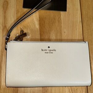 kate spade White Saffiano Leather Wristlet
